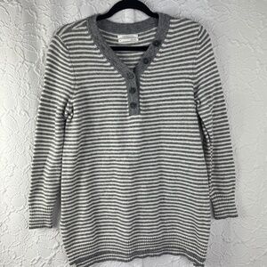 Anthropologie Womens Serena‎ Striped V-Neck Sweater Medium
